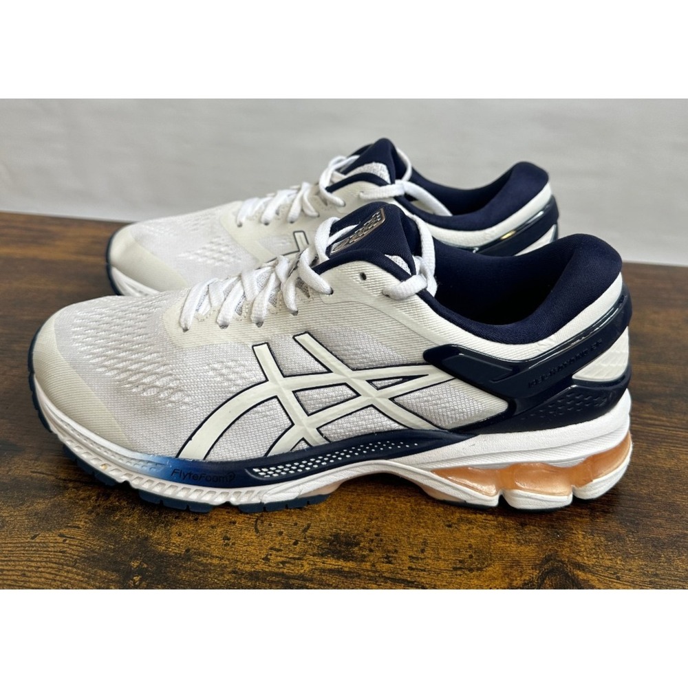 Asics Gel Kayano 26 Womens 9 Running Shoes White Navy Blue Sneaker *No Insoles* - Picture 15 of 15
